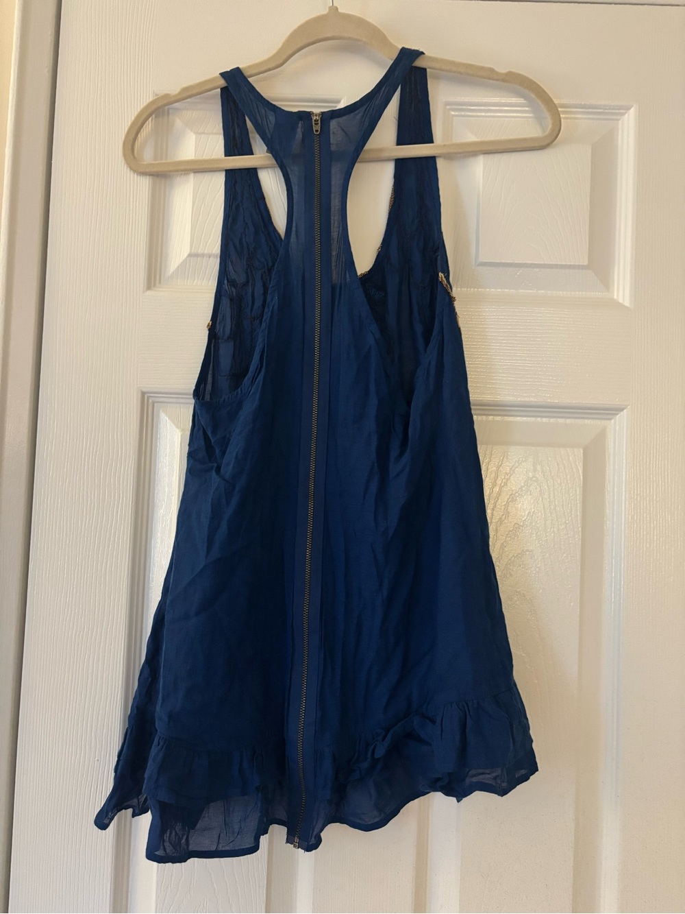 Free People Blue and Gold Beaded Top - Picture 2 of 6